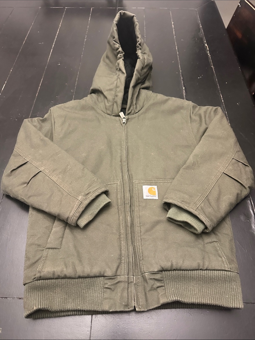 Carhartt Kids Olive Green Hooded Puffer Jacket